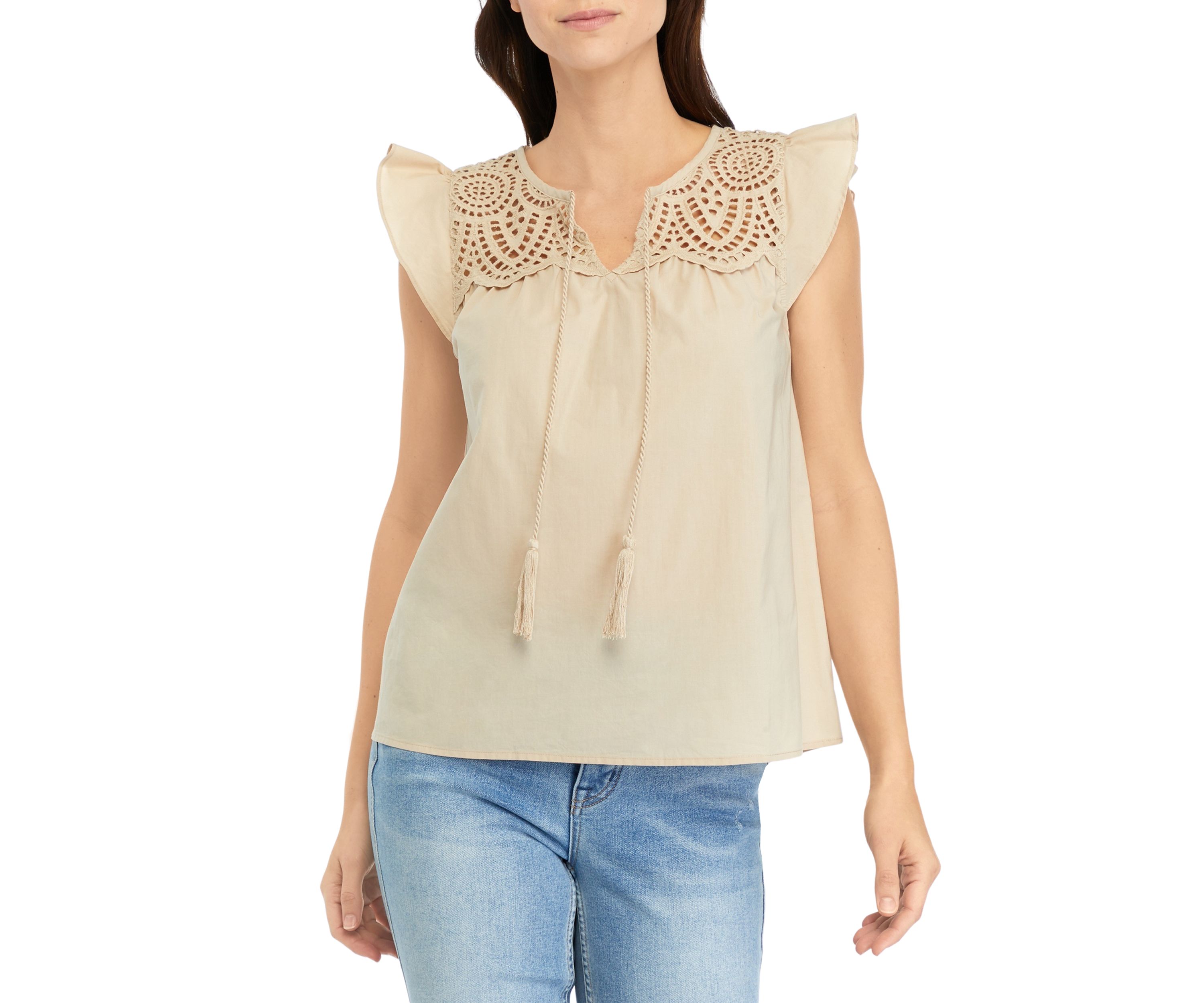 Womens Eyelet Peasant Blouse