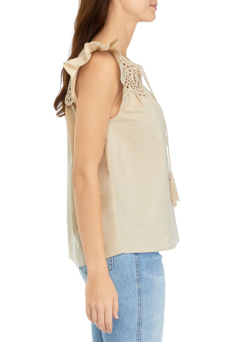 Womens Eyelet Peasant Blouse
