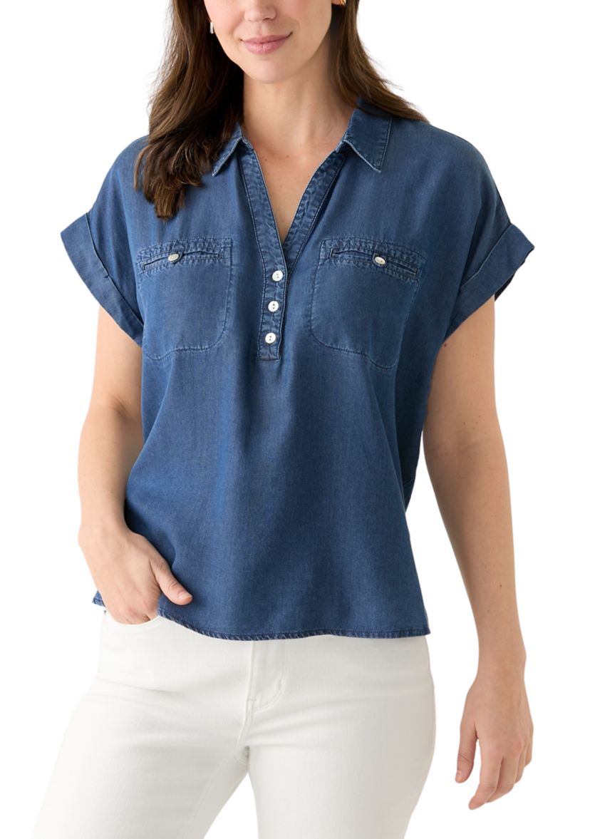 Womens Dolman Sleeve Collared Shirt