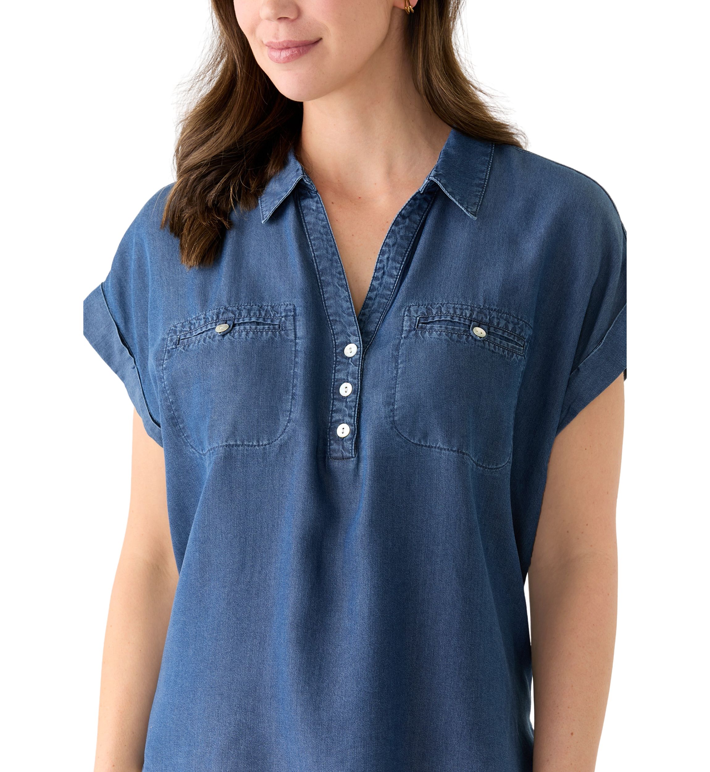 Womens Dolman Sleeve Collared Shirt