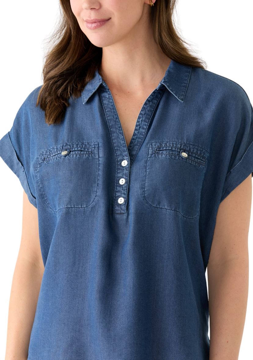 Womens Dolman Sleeve Collared Shirt