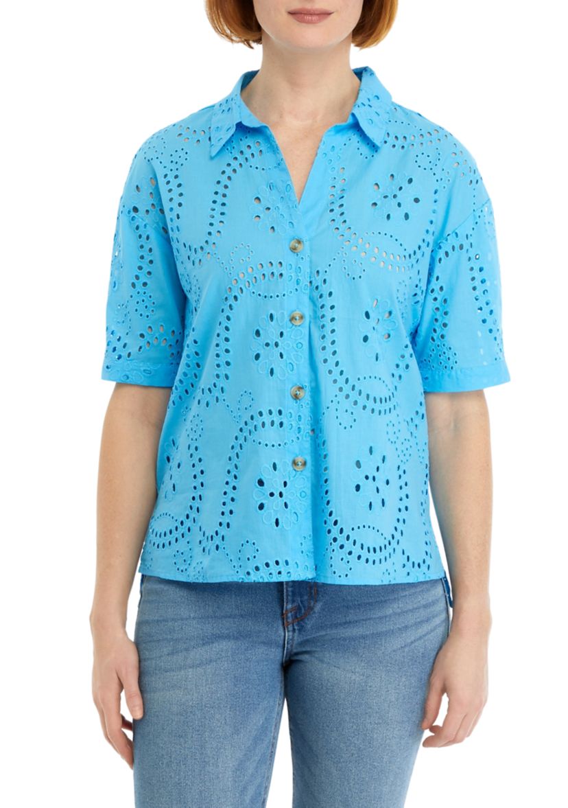 Womens Eyele Button Front Top