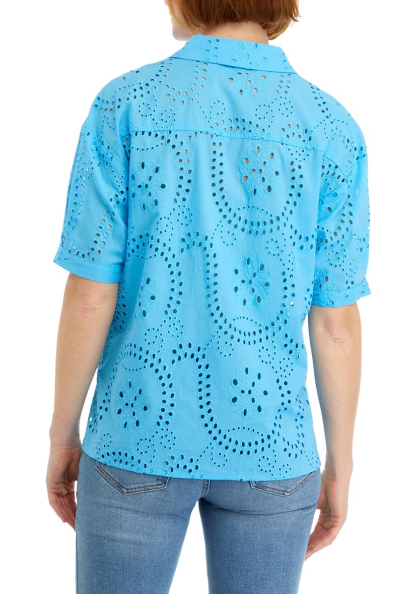 Womens Eyele Button Front Top