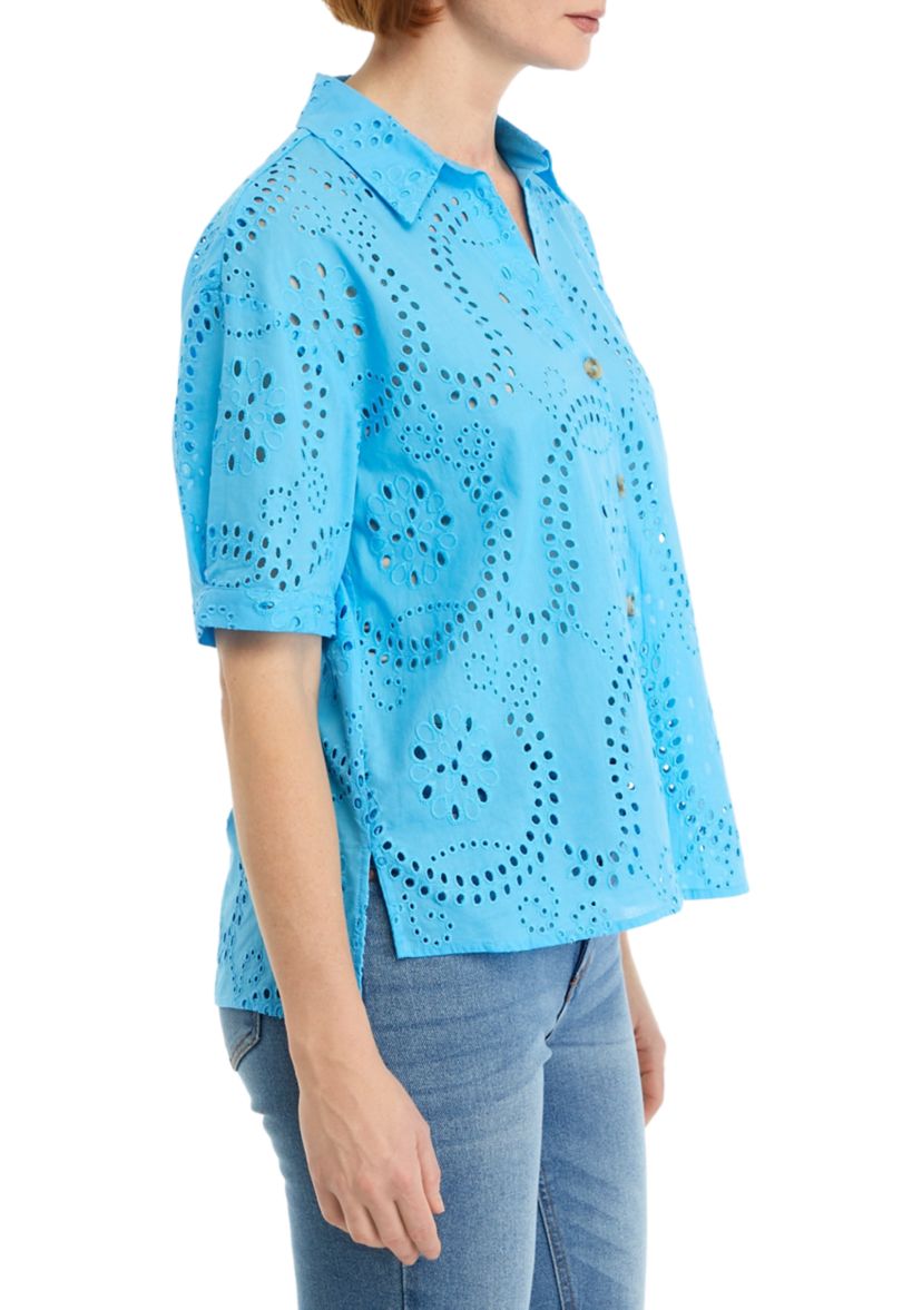 Womens Eyele Button Front Top