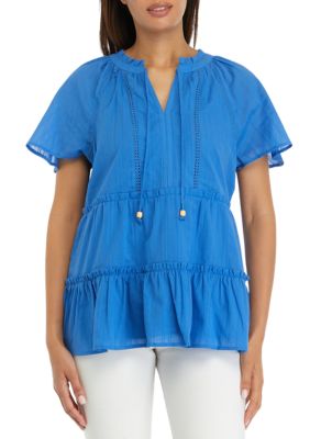 Wonderly Women's Flare Sleeve Split Neck Top | belk