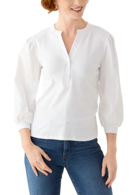 Wonderly Women's Mixed Media Top, White, 2XL
