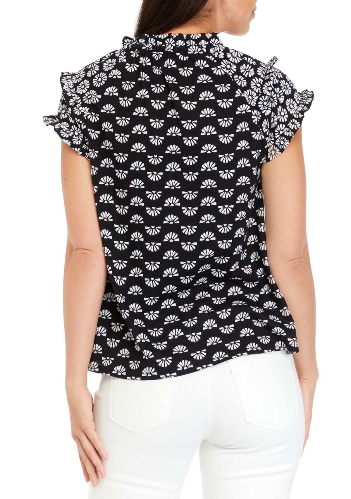 Womens Twin Printed Peasant Top
