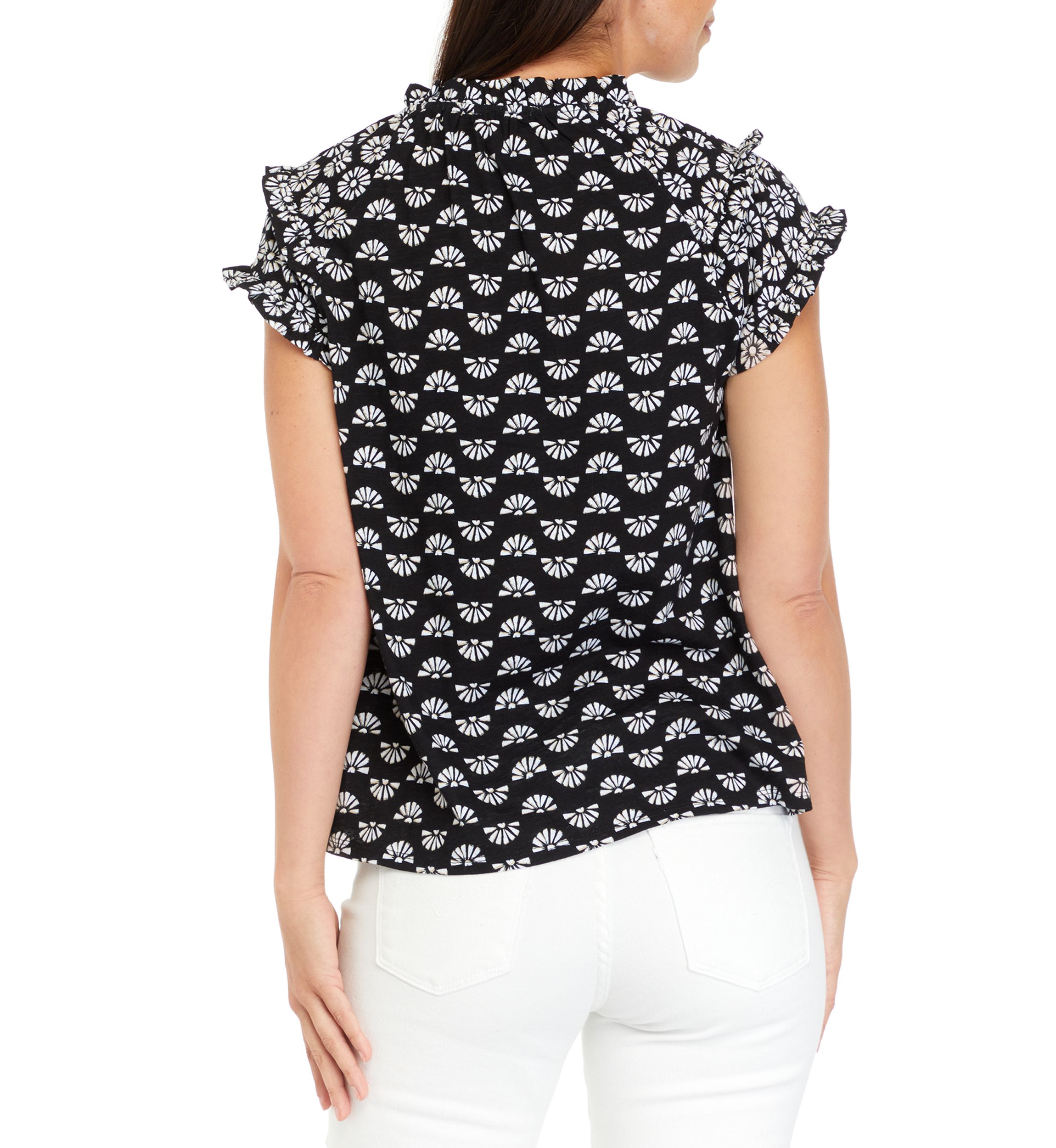Womens Twin Printed Peasant Top