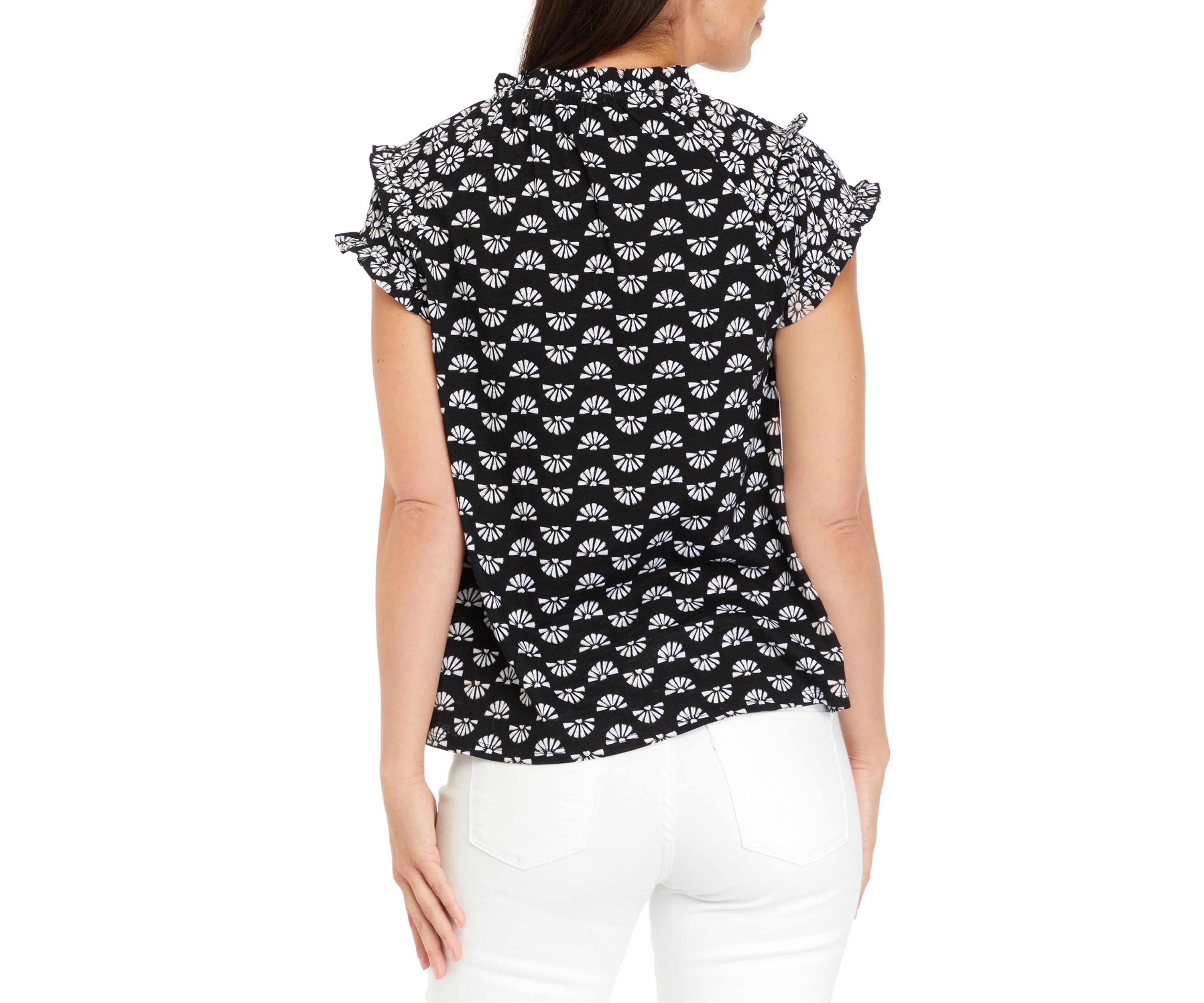 Womens Twin Printed Peasant Top