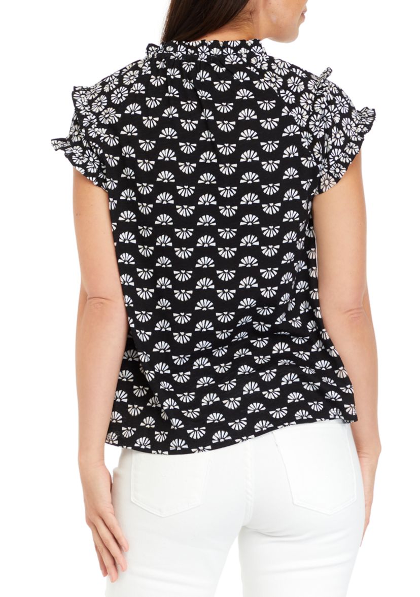 Womens Twin Printed Peasant Top
