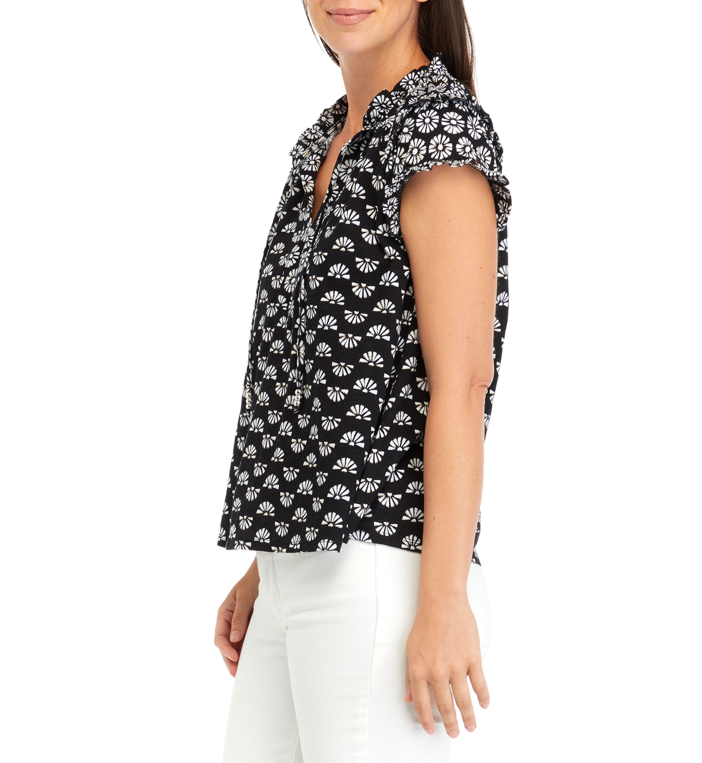 Womens Twin Printed Peasant Top