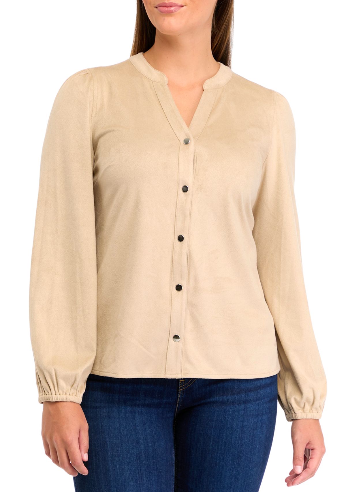 Womens Micro Suede Button Down Cardigan