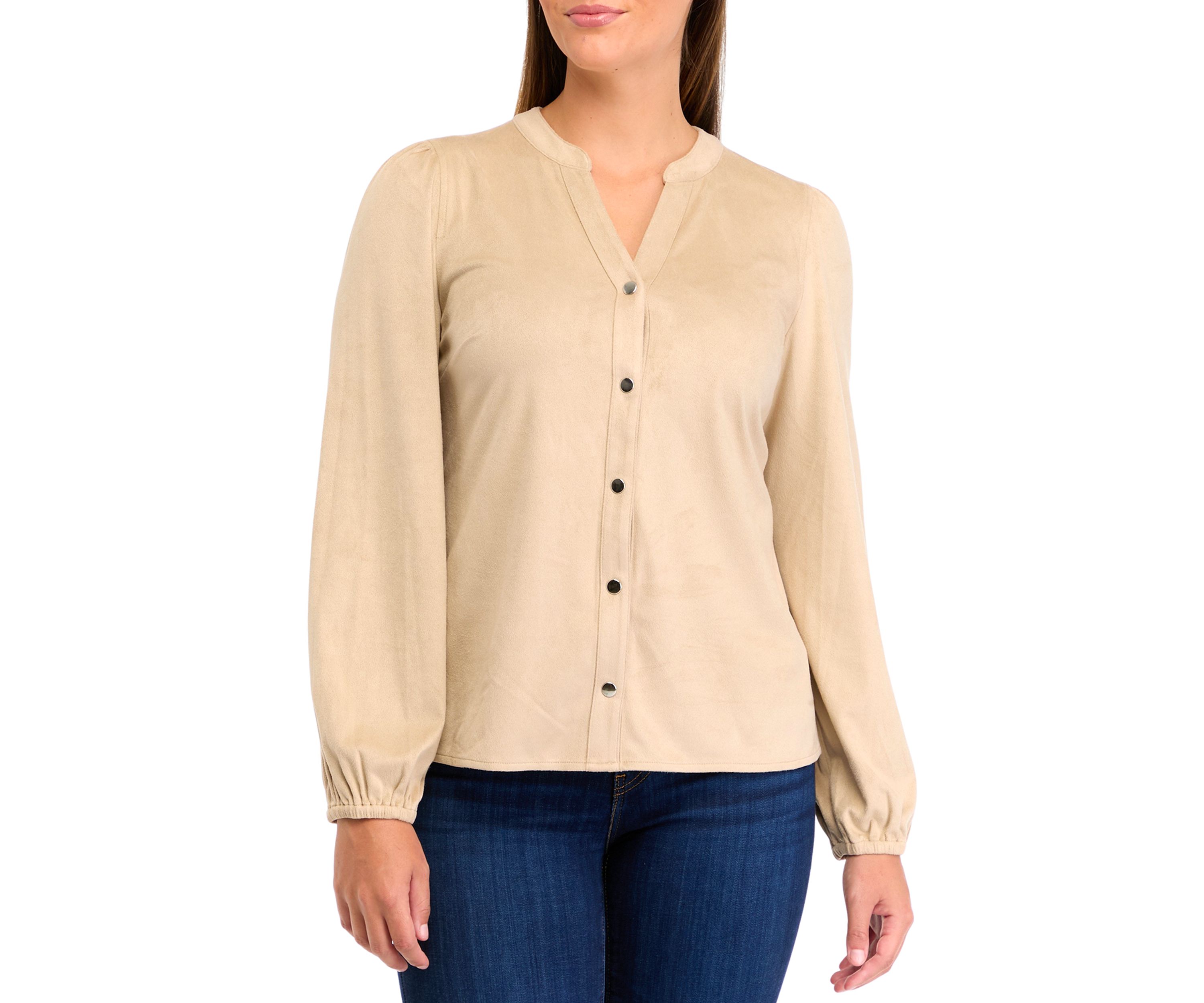 Womens Micro Suede Button Down Cardigan