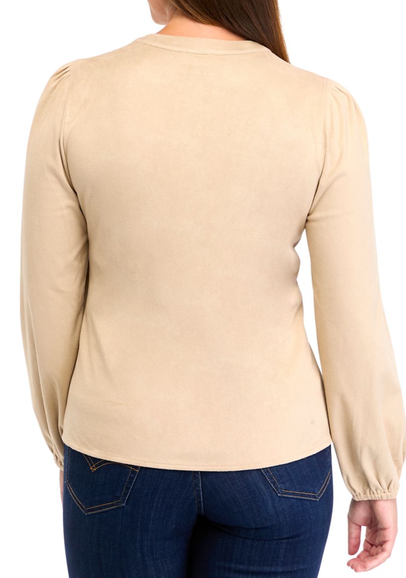 Womens Micro Suede Button Down Cardigan