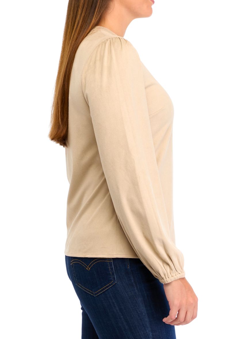 Womens Micro Suede Button Down Cardigan