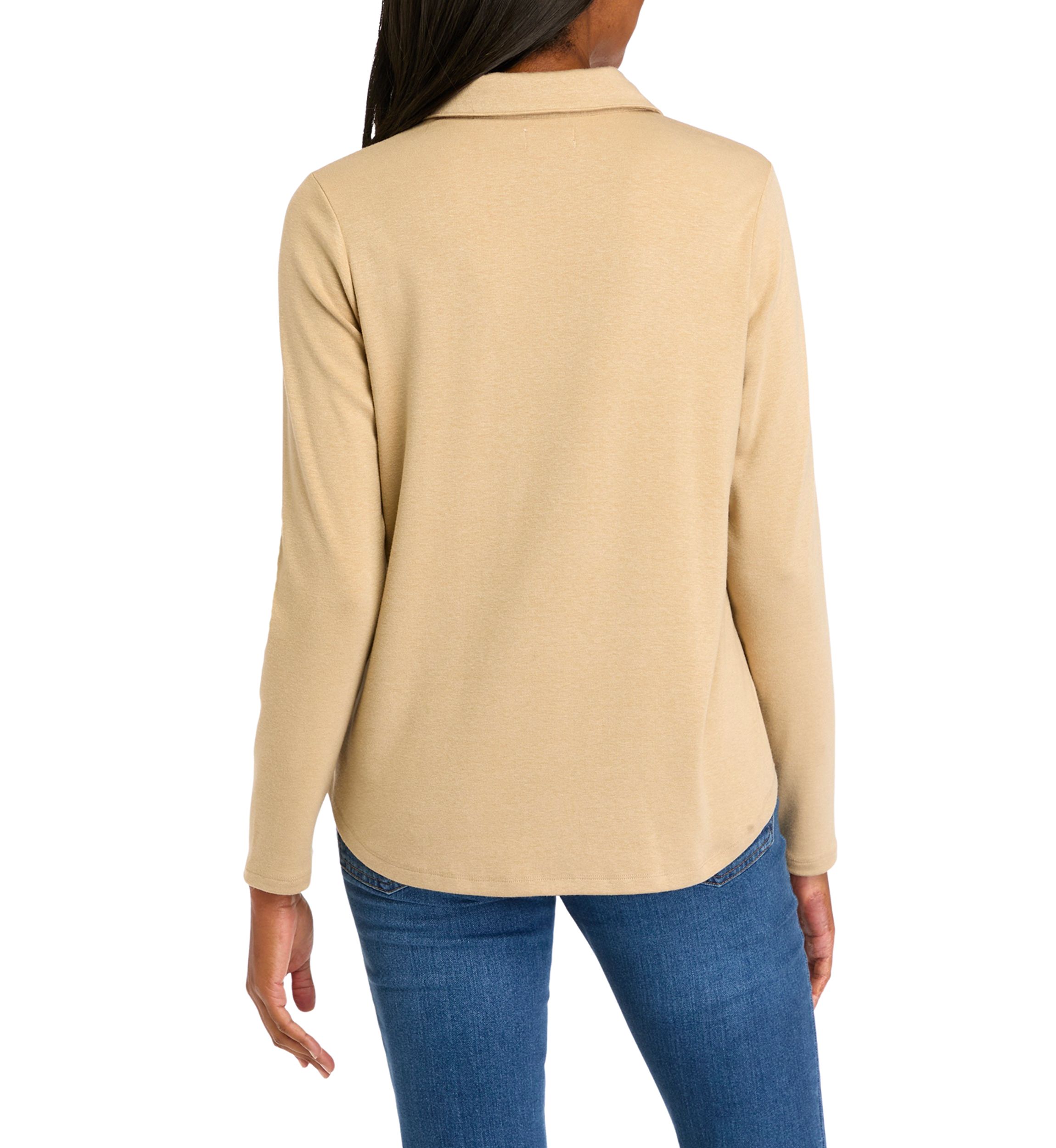 Womens Long Sleeve Knit Button Down Shirt