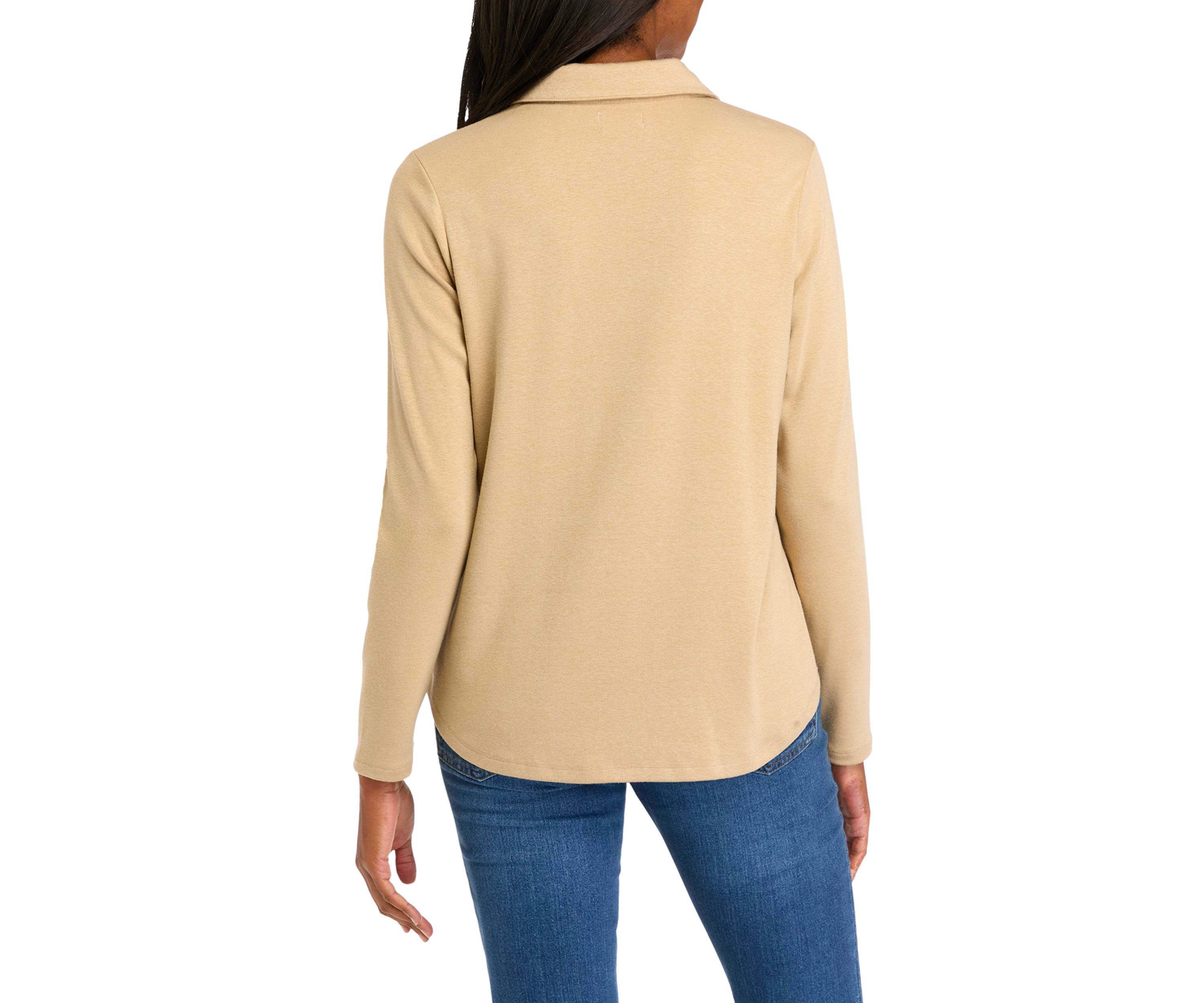Womens Long Sleeve Knit Button Down Shirt