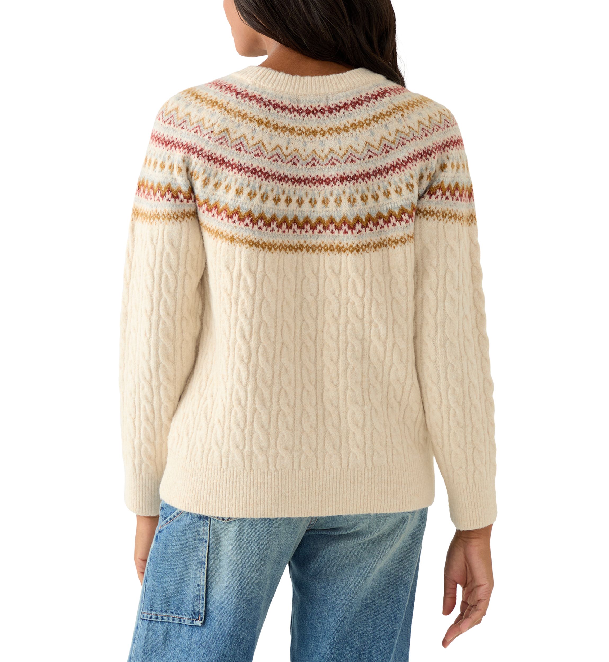 Womens Fairisle Cable Mix Crew Sweater