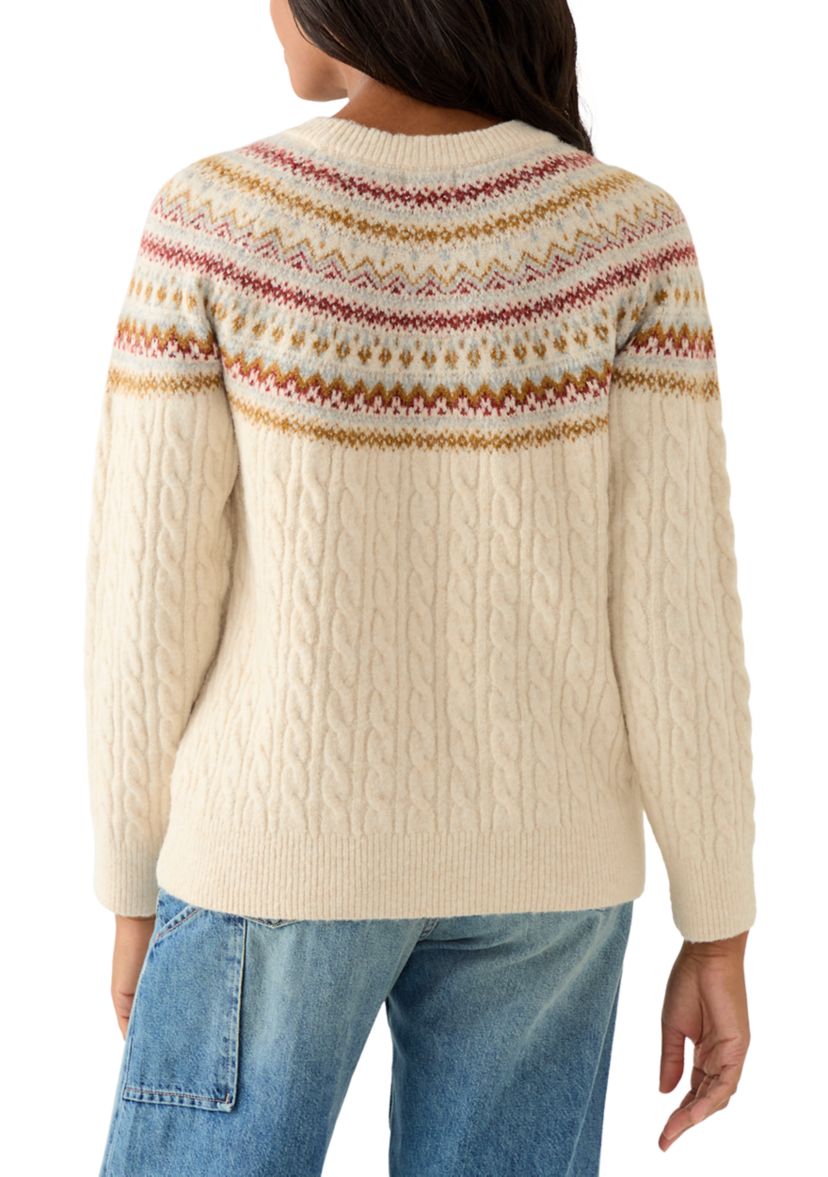 Womens Fairisle Cable Mix Crew Sweater