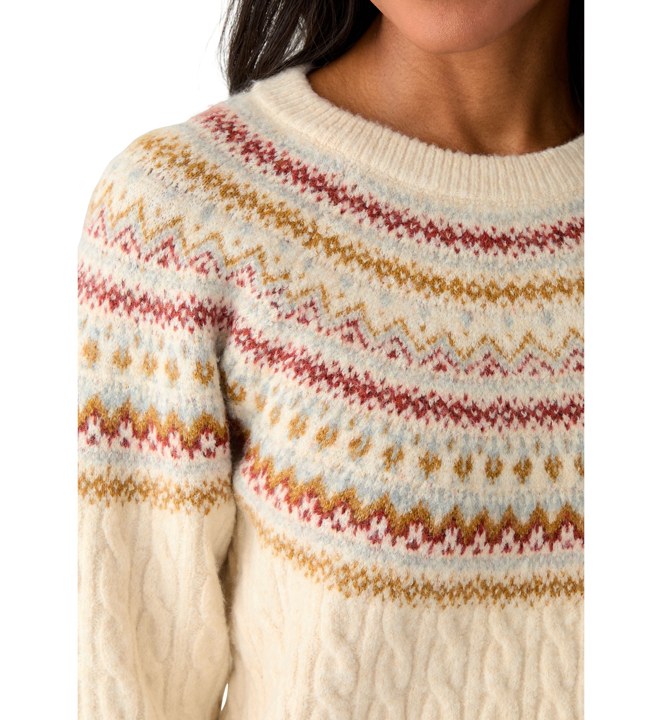 Womens Fairisle Cable Mix Crew Sweater