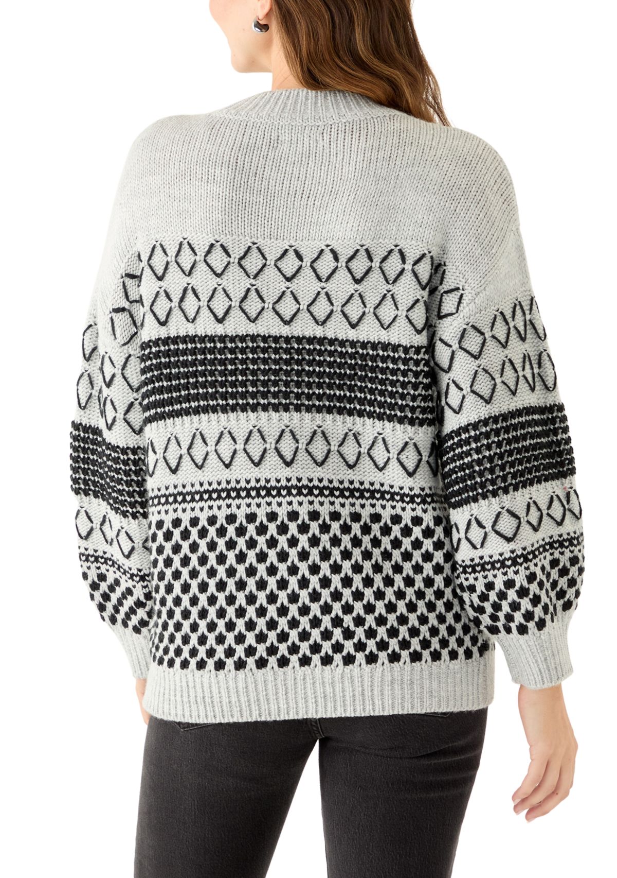 Womens Placed Mixed Stitch Sweater 