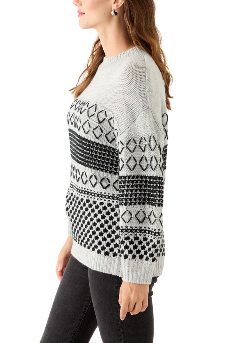 Womens Placed Mixed Stitch Sweater 