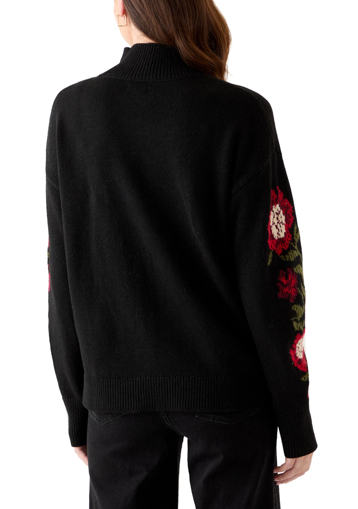 Womens Floral Intersia Sweater 