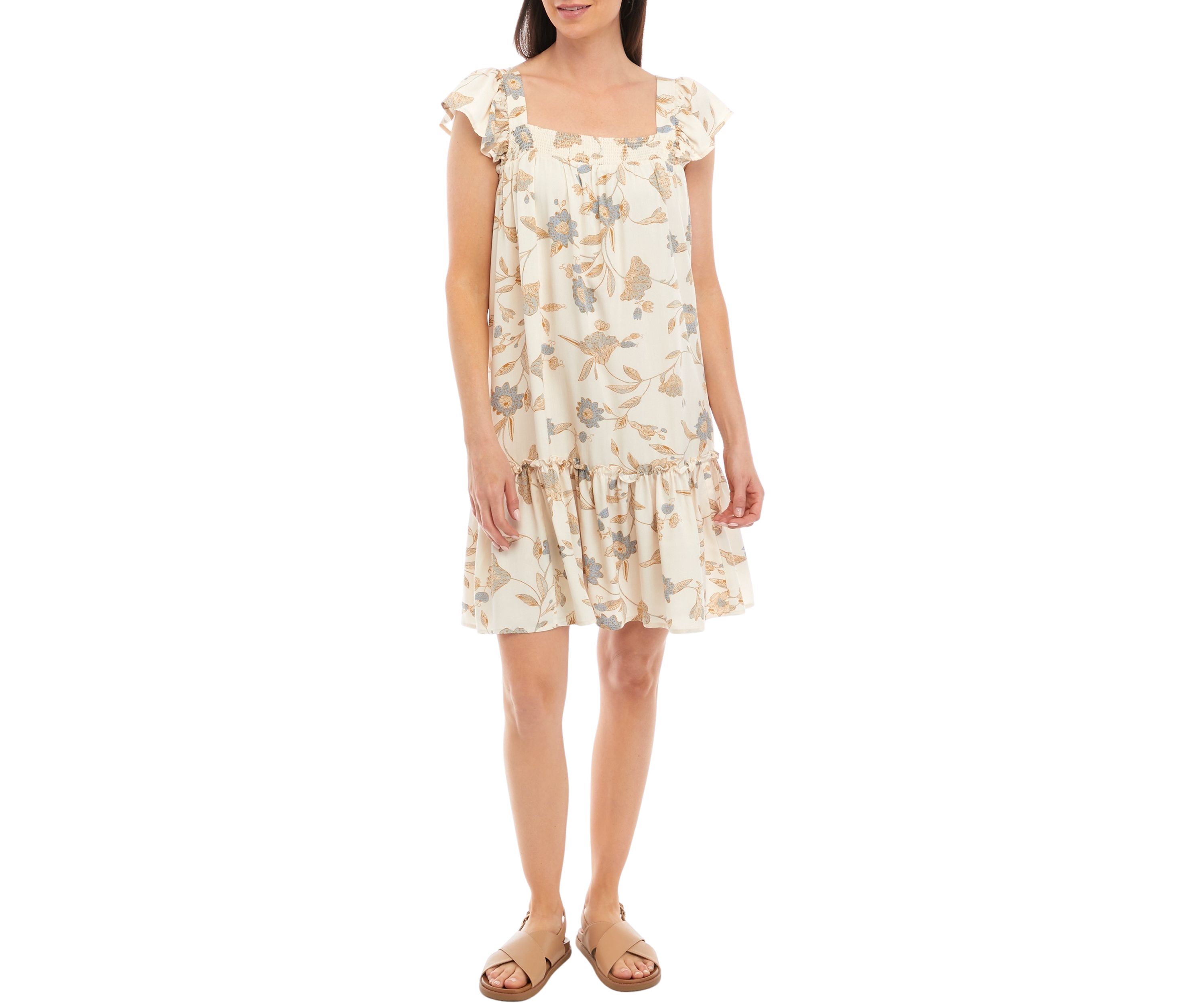 Womens Short Sleeve Flounce Hem Alma Dress