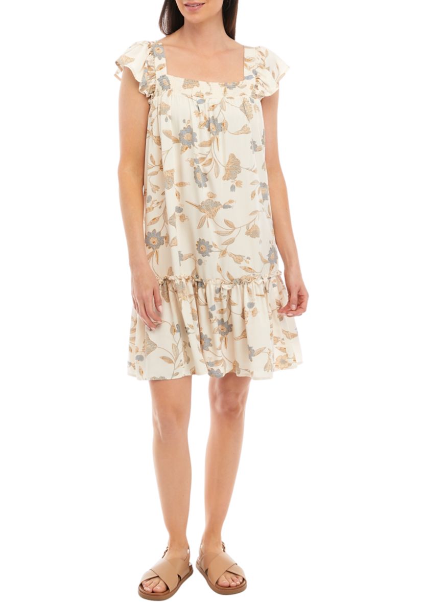Womens Short Sleeve Flounce Hem Alma Dress