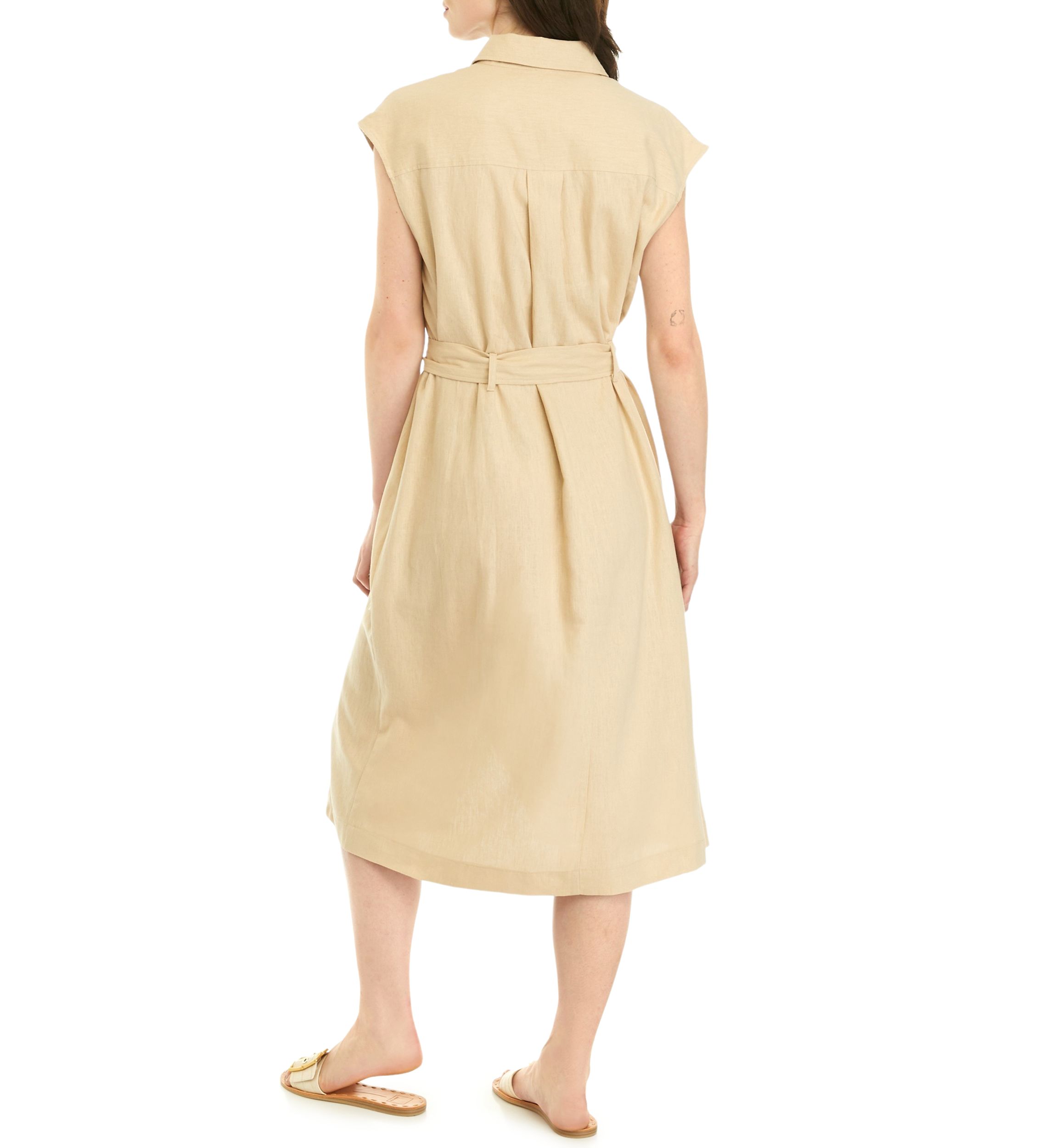 Womens Button Front Mid Shirtdress 