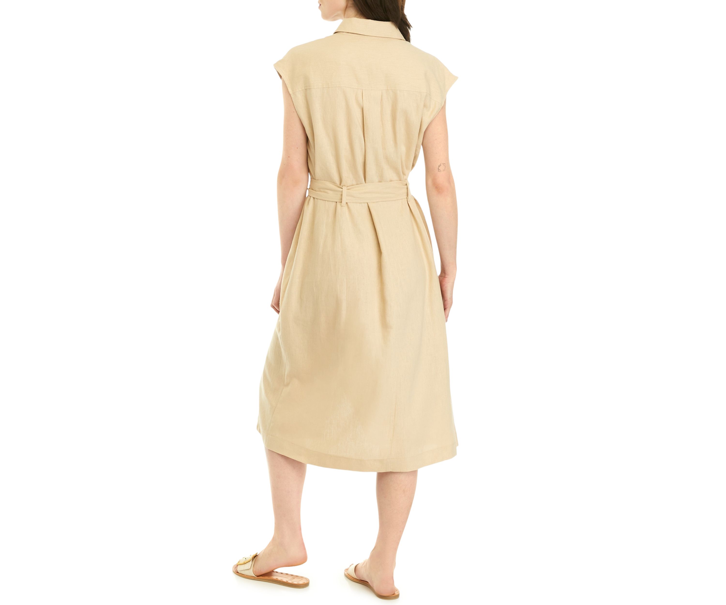 Womens Button Front Mid Shirtdress 