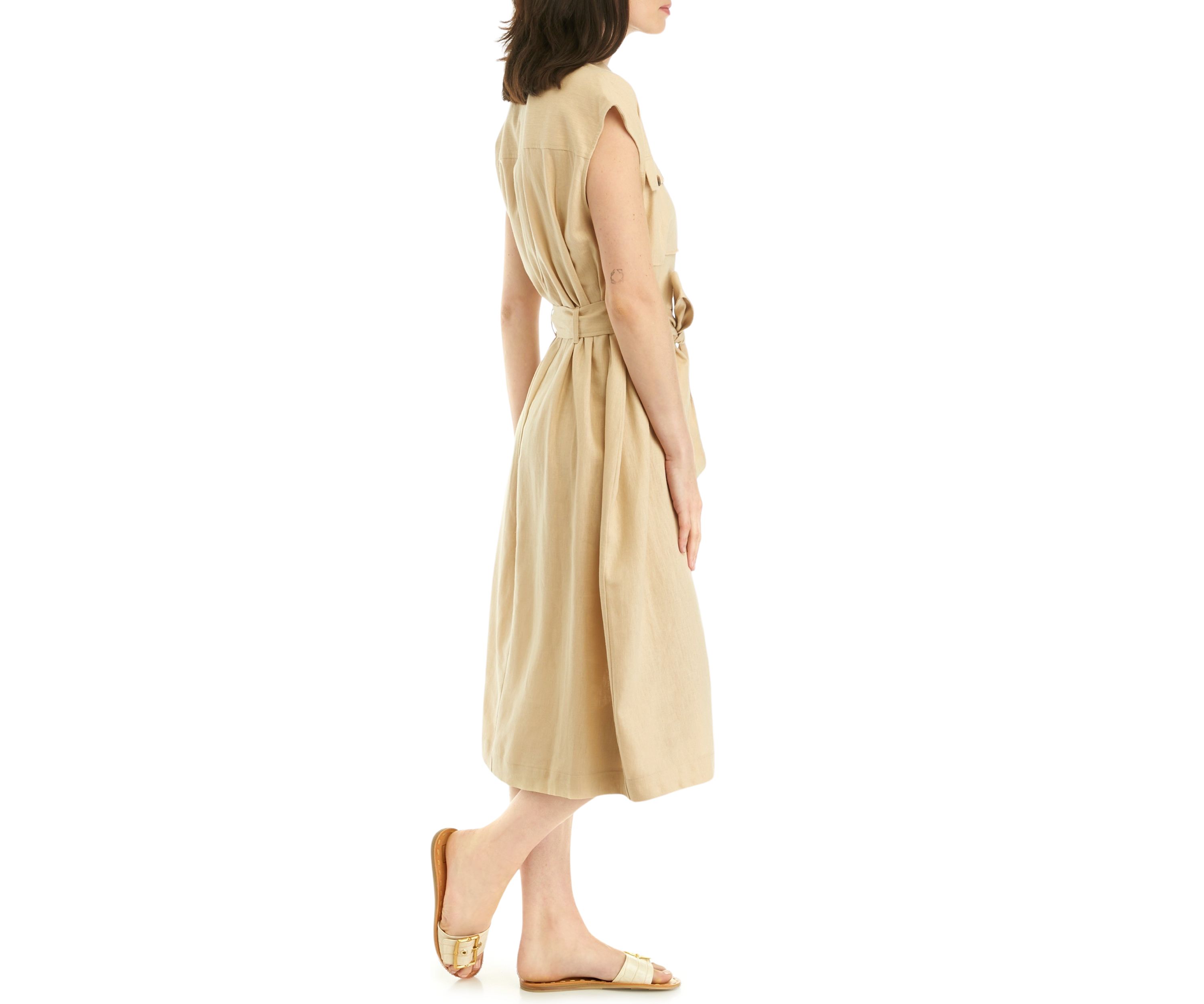 Womens Button Front Mid Shirtdress 