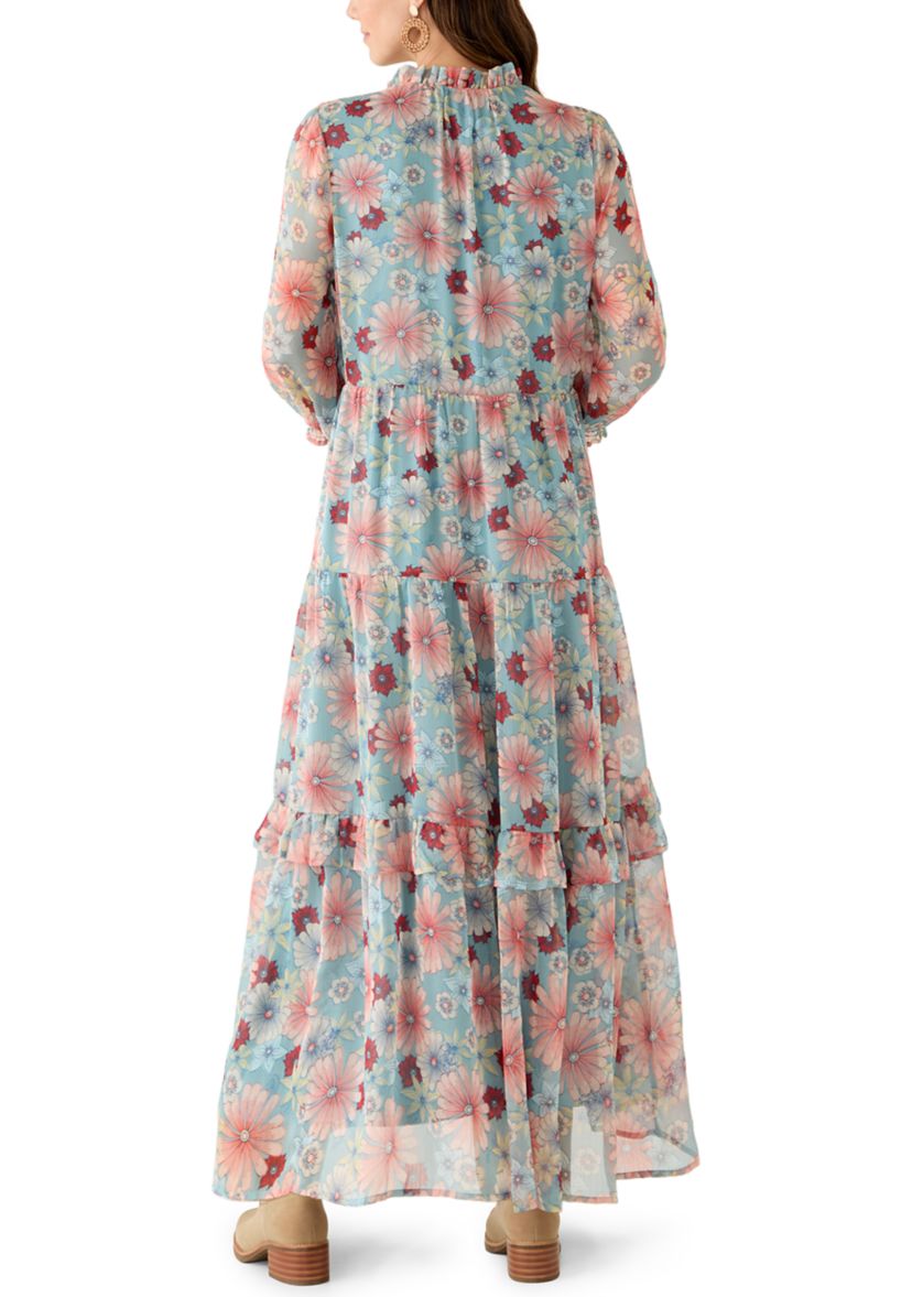 Wonderly Women's 3/4 Sleeve Ruffle Neck Maxi Dress | Belk