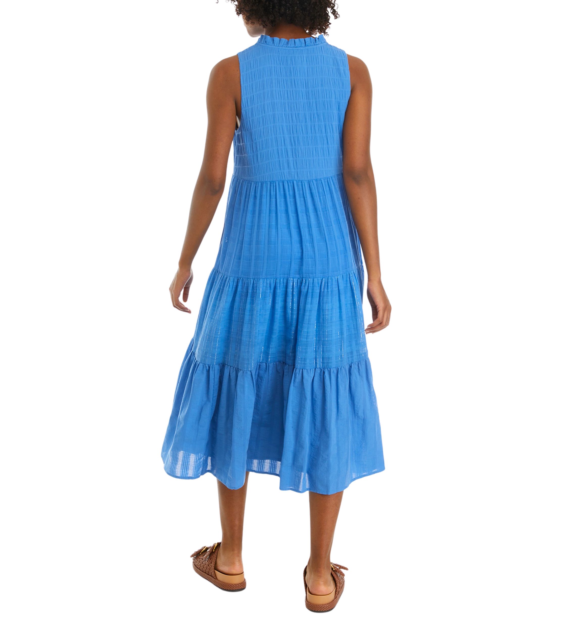 Womens Tiered Button Front Midi Dress