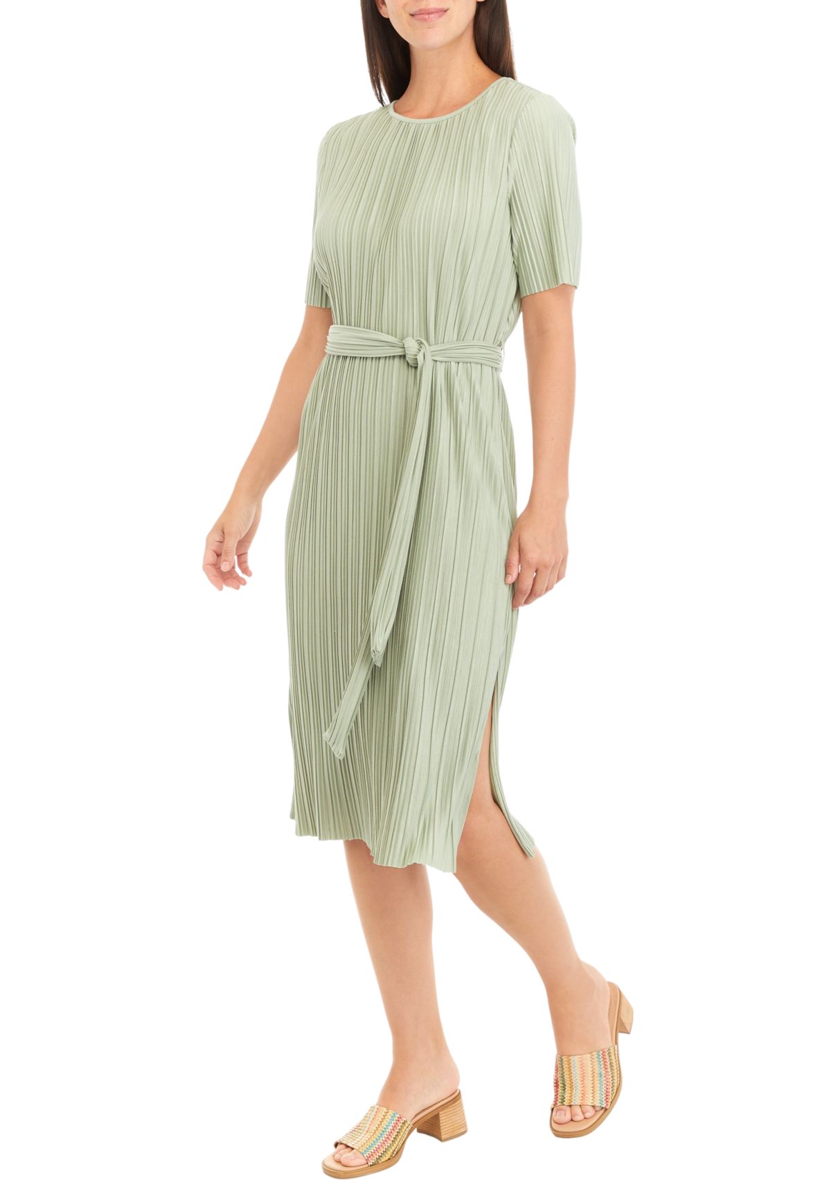 Womens Tie Waist Midi Dress
