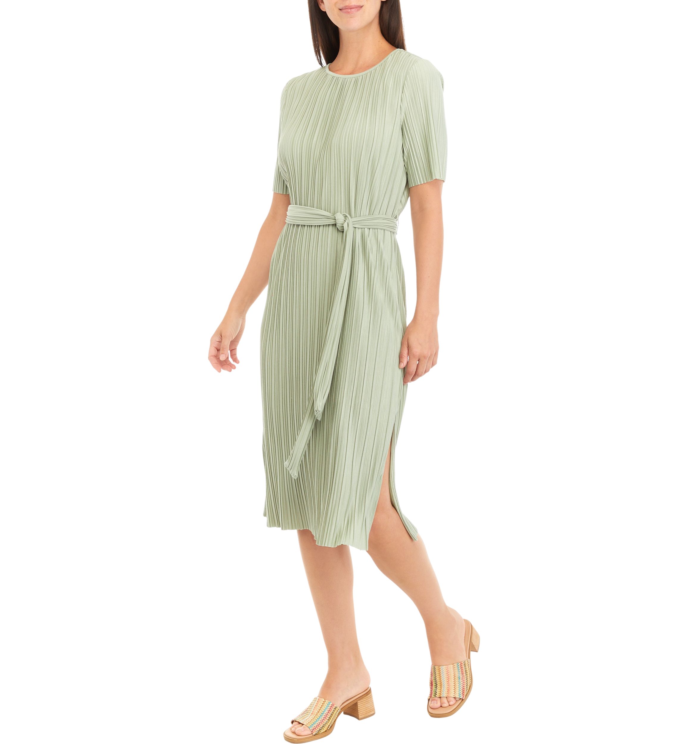 Womens Tie Waist Midi Dress