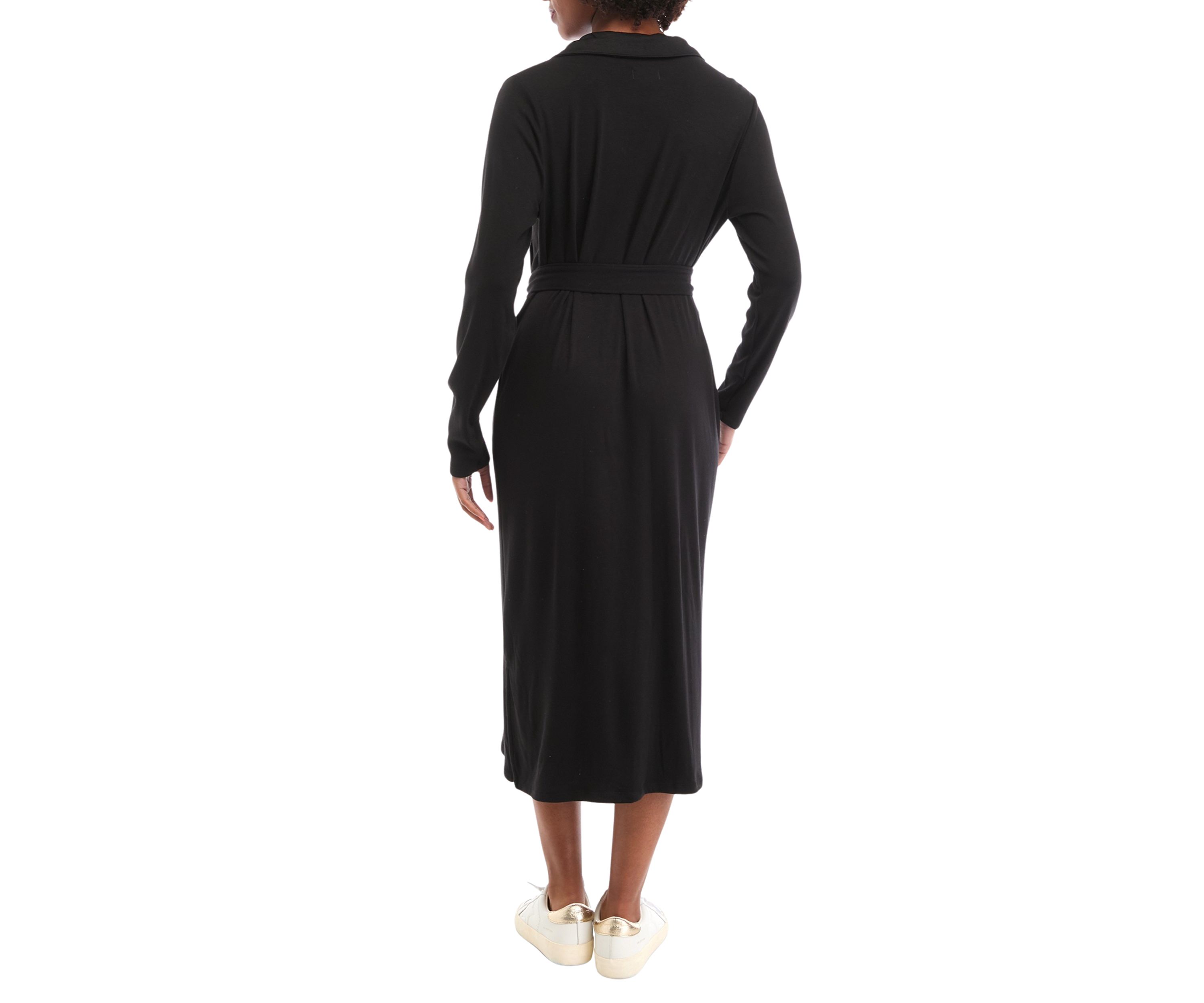 Womens Belted Midi Dress