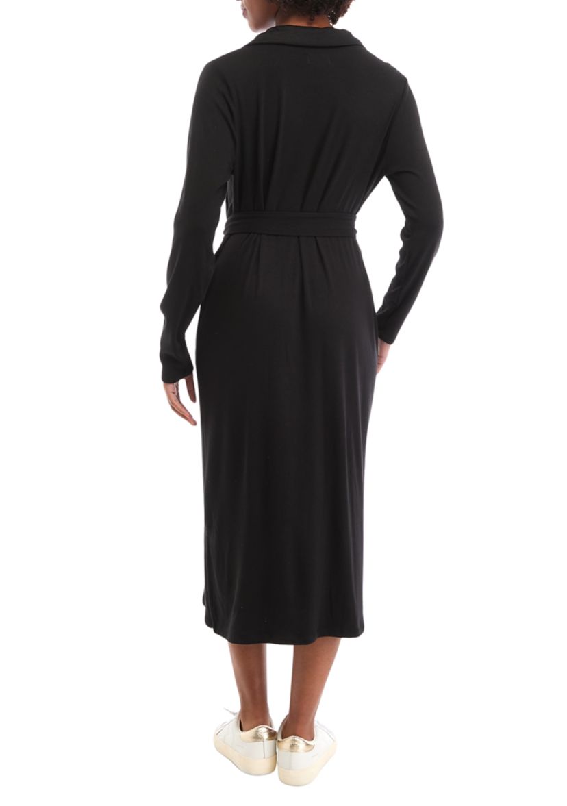Womens Belted Midi Dress