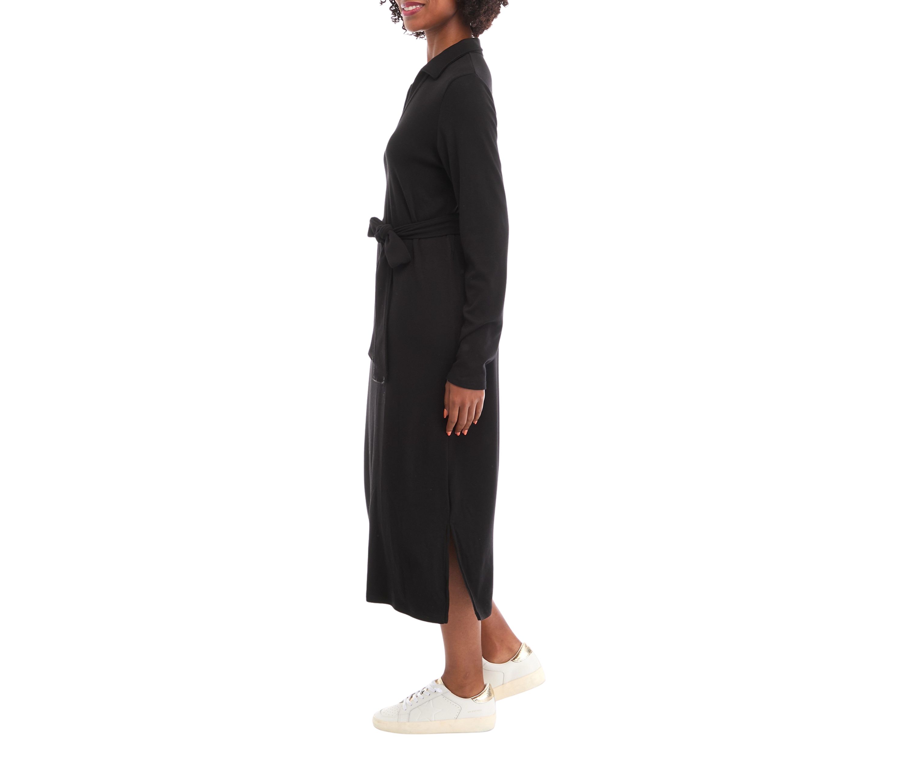 Womens Belted Midi Dress