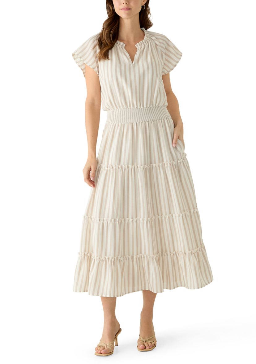 Wonderly Women's Short Sleeve Smocked Waist Striped Maxi Dress | Belk