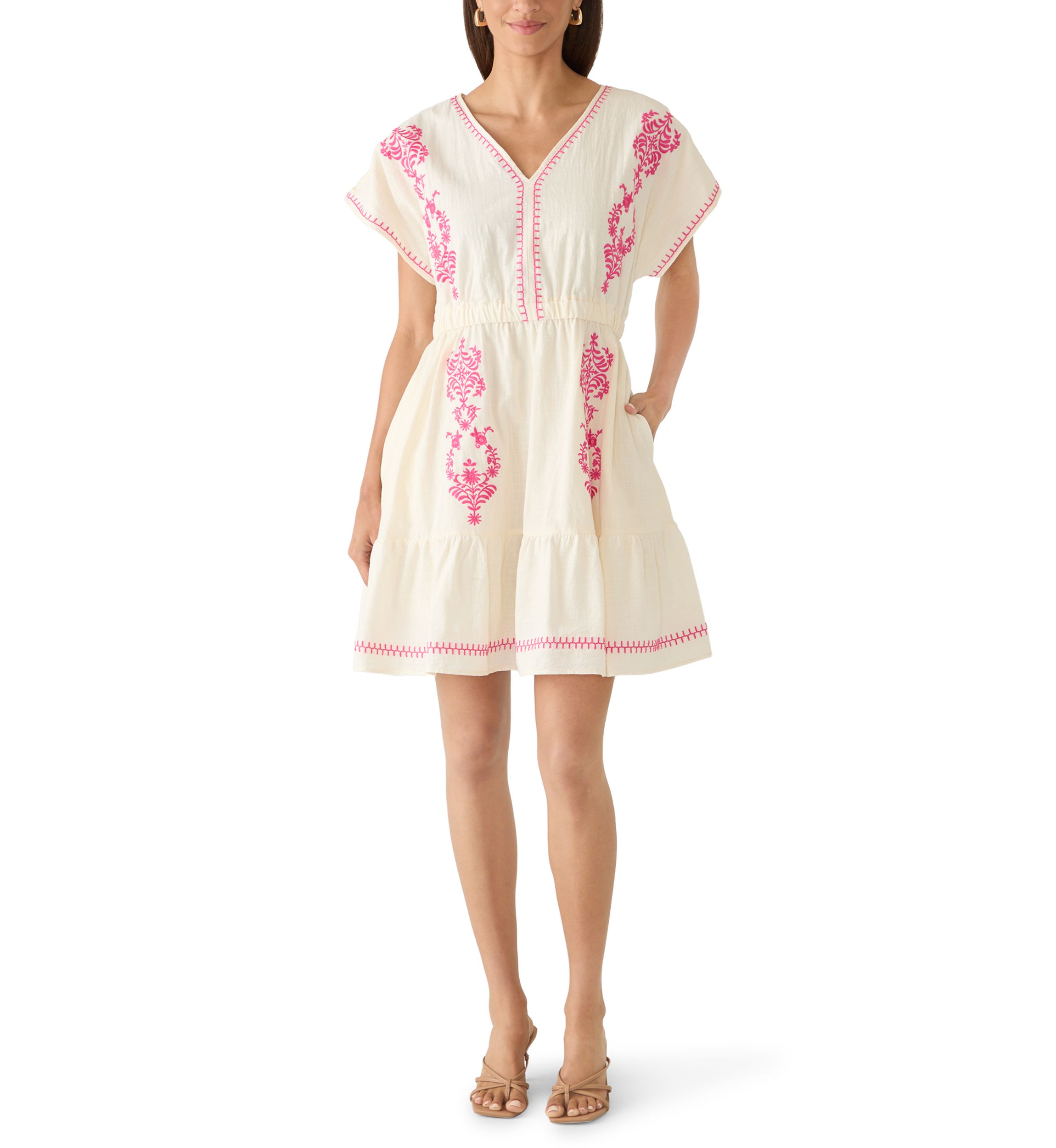 jessamine tie mini dress Kawase Tie Side Mini Dress in Linen White