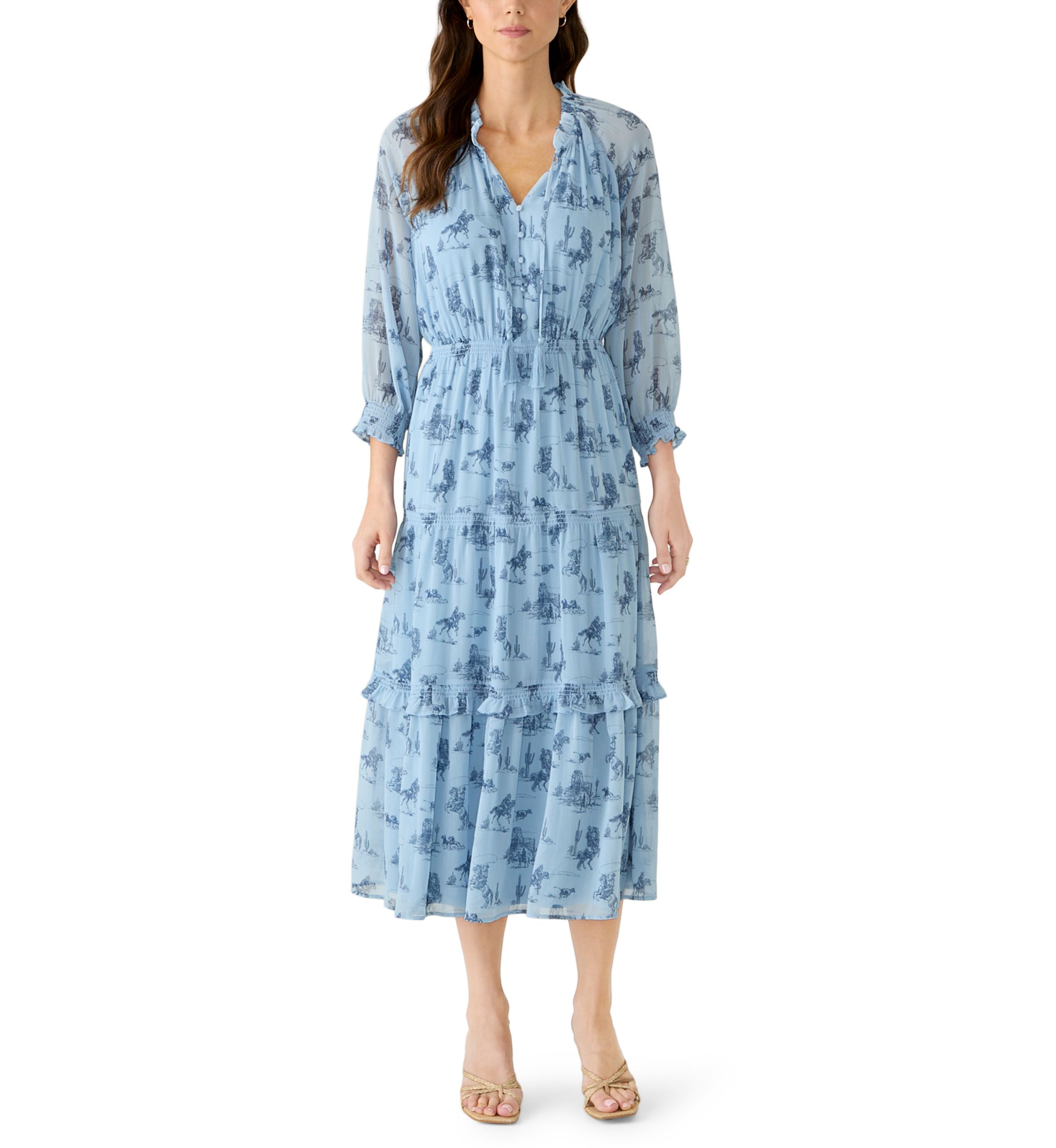 belk blue and white dress Women's Dresses A-line Scoop 1/2 Sleeves mobile-details Size:46D Short puff sleeves