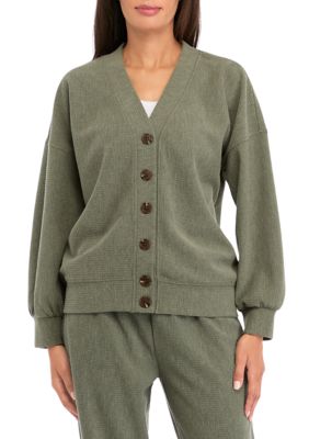 Wonderly Women's Textured V-Neck Cardigan, 2XL