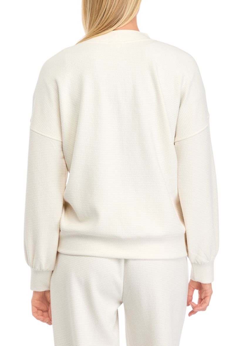Womens Textured V-Neck Cardigan 