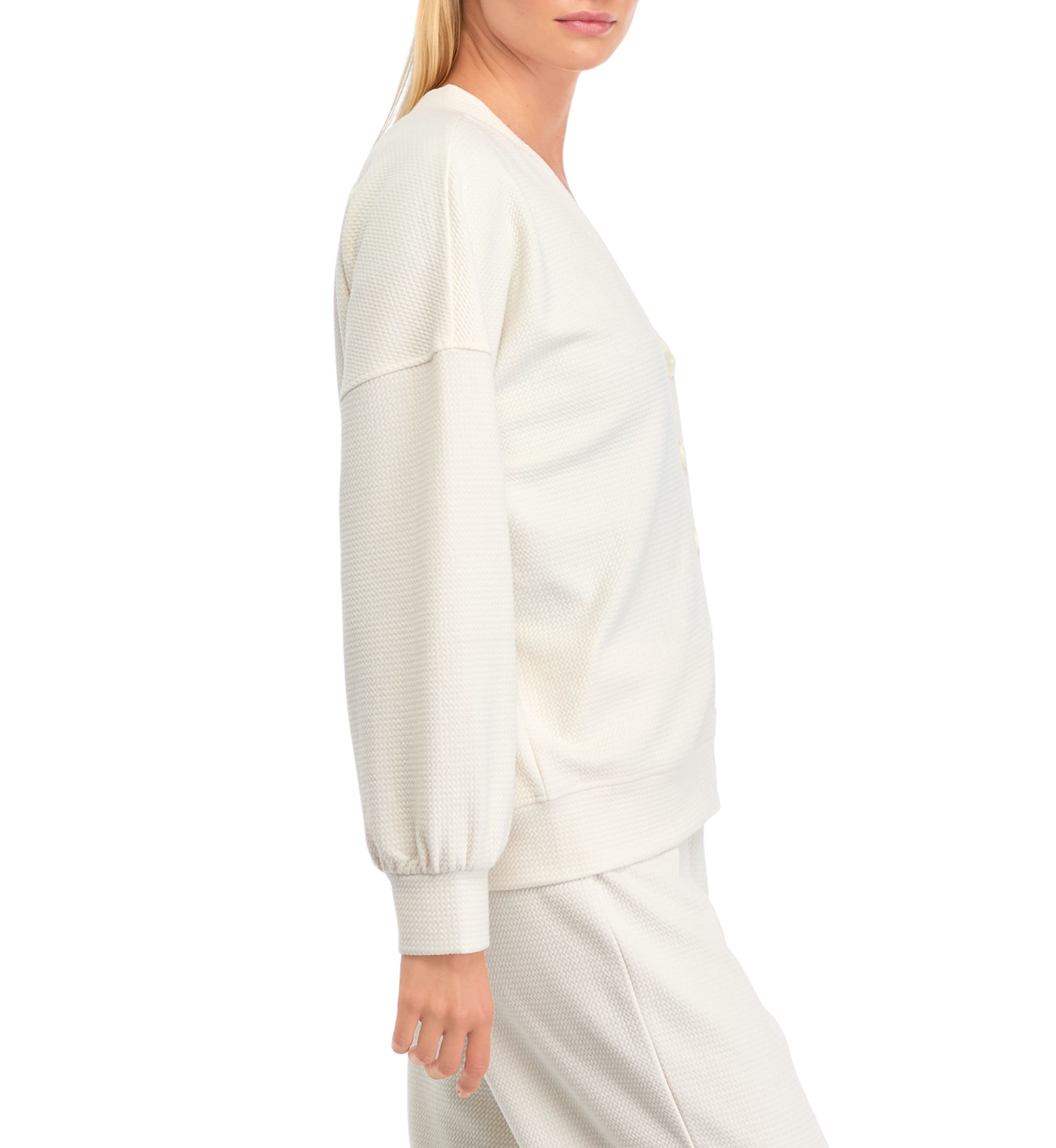 Womens Textured V-Neck Cardigan 