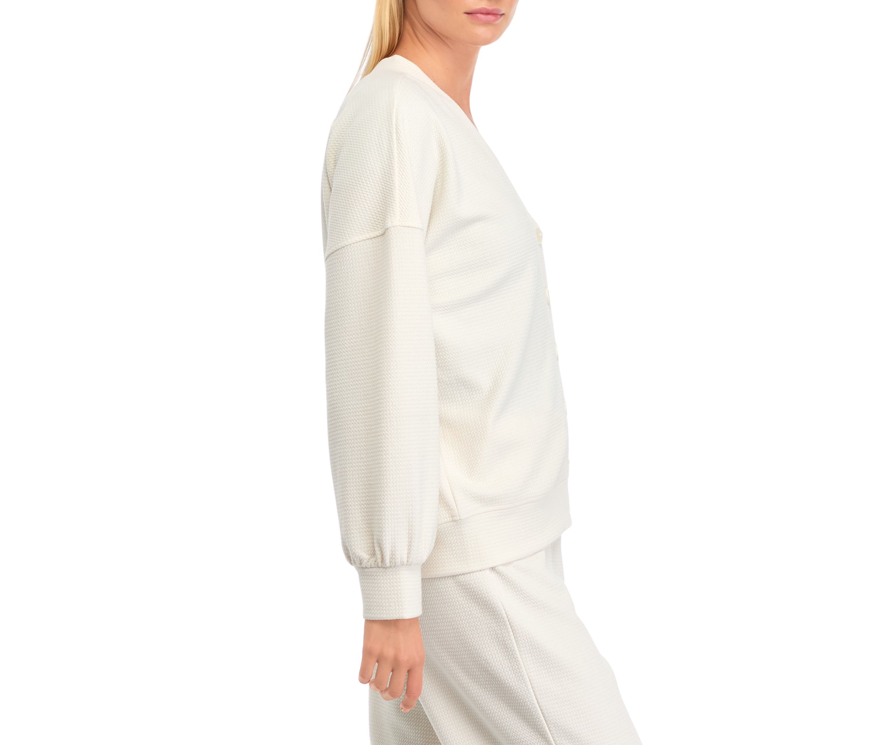 Womens Textured V-Neck Cardigan 