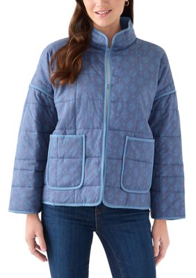 Wonderly Women's Quilted Bomber Jacket, Blue, Large