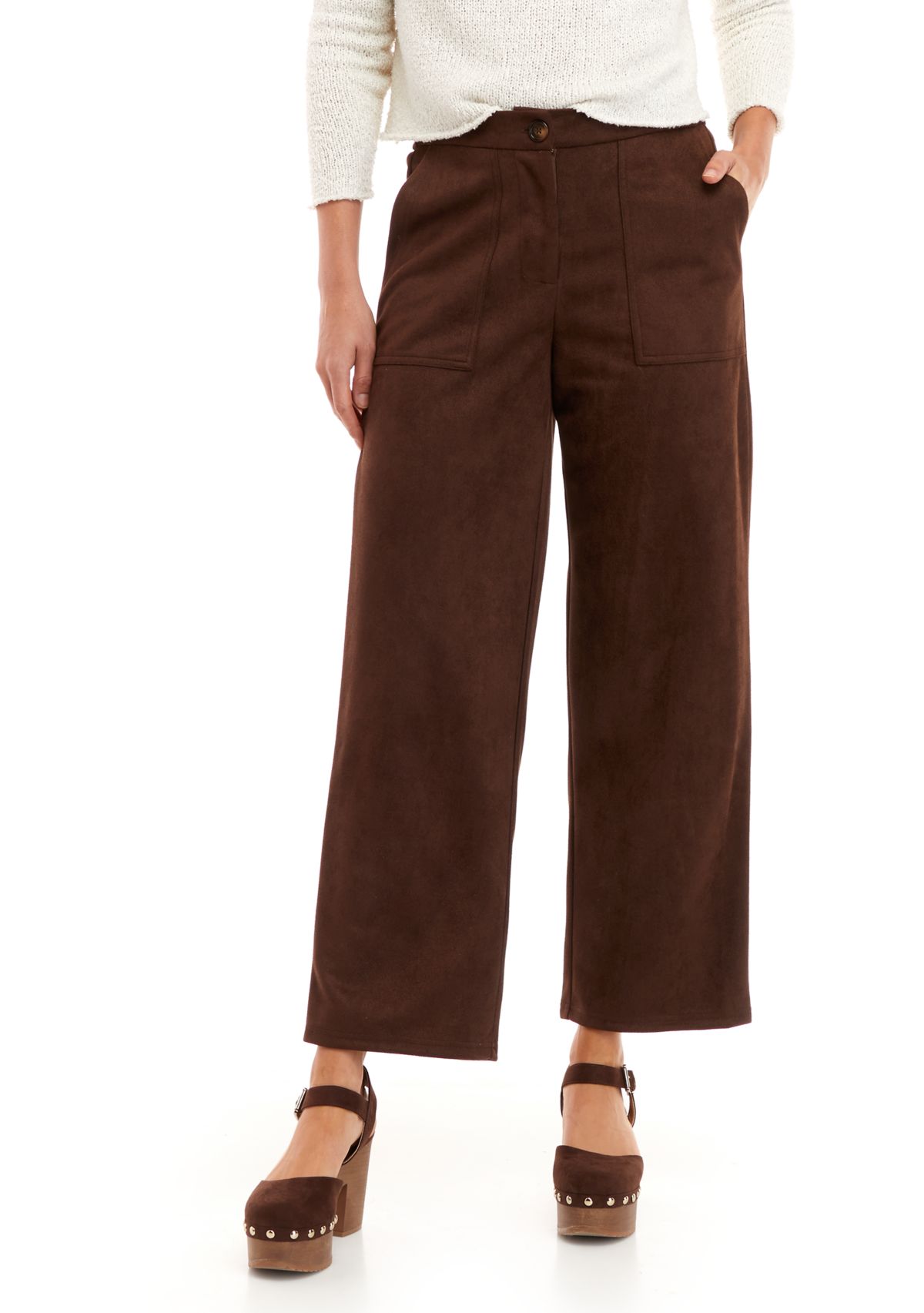 Womens Suede Ankle Pants