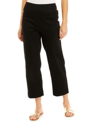 Womens Stretch Twill Pull On Straight Ankle Pants
