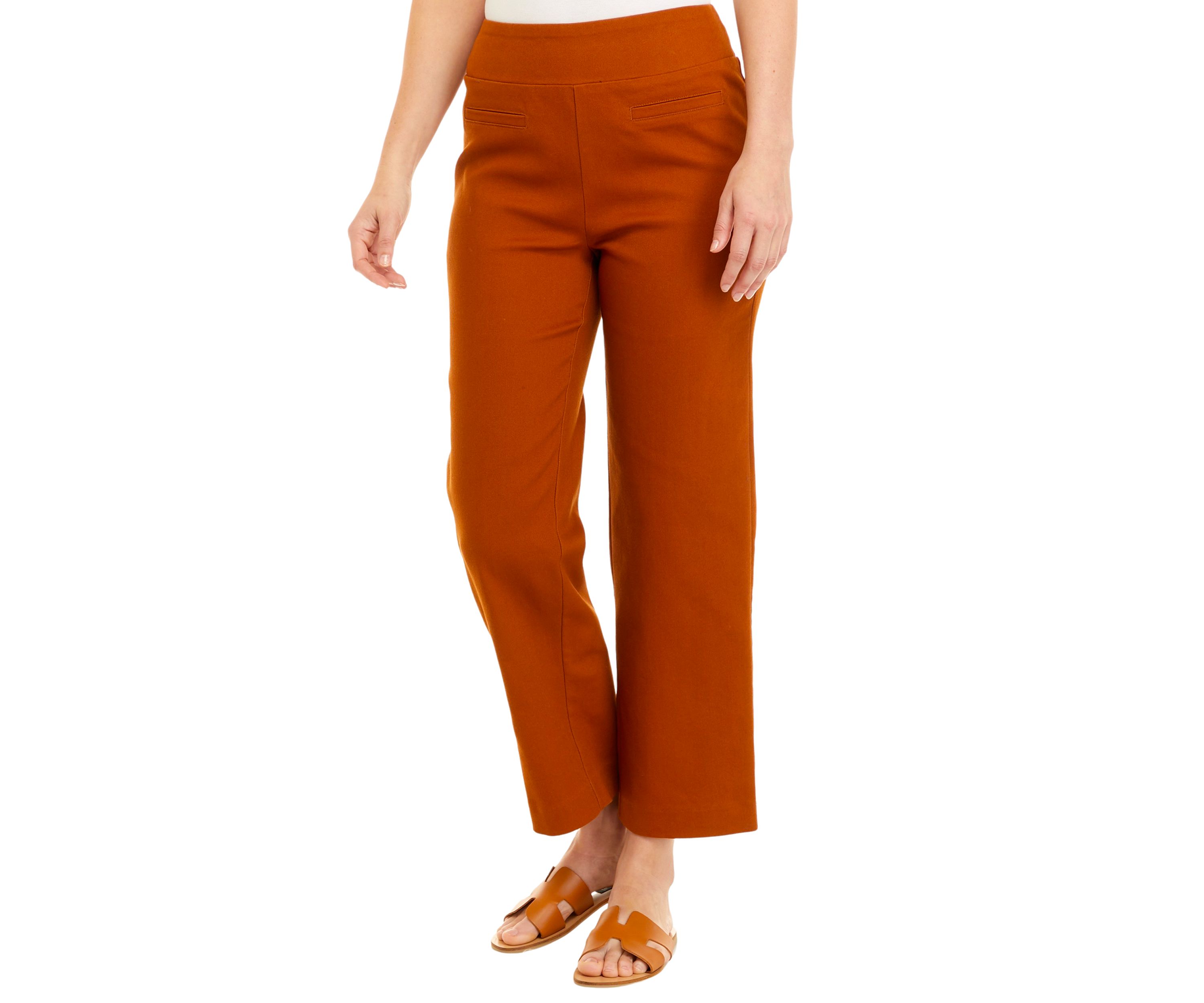 Womens Stretch Twill Pull On Straight Ankle Pants